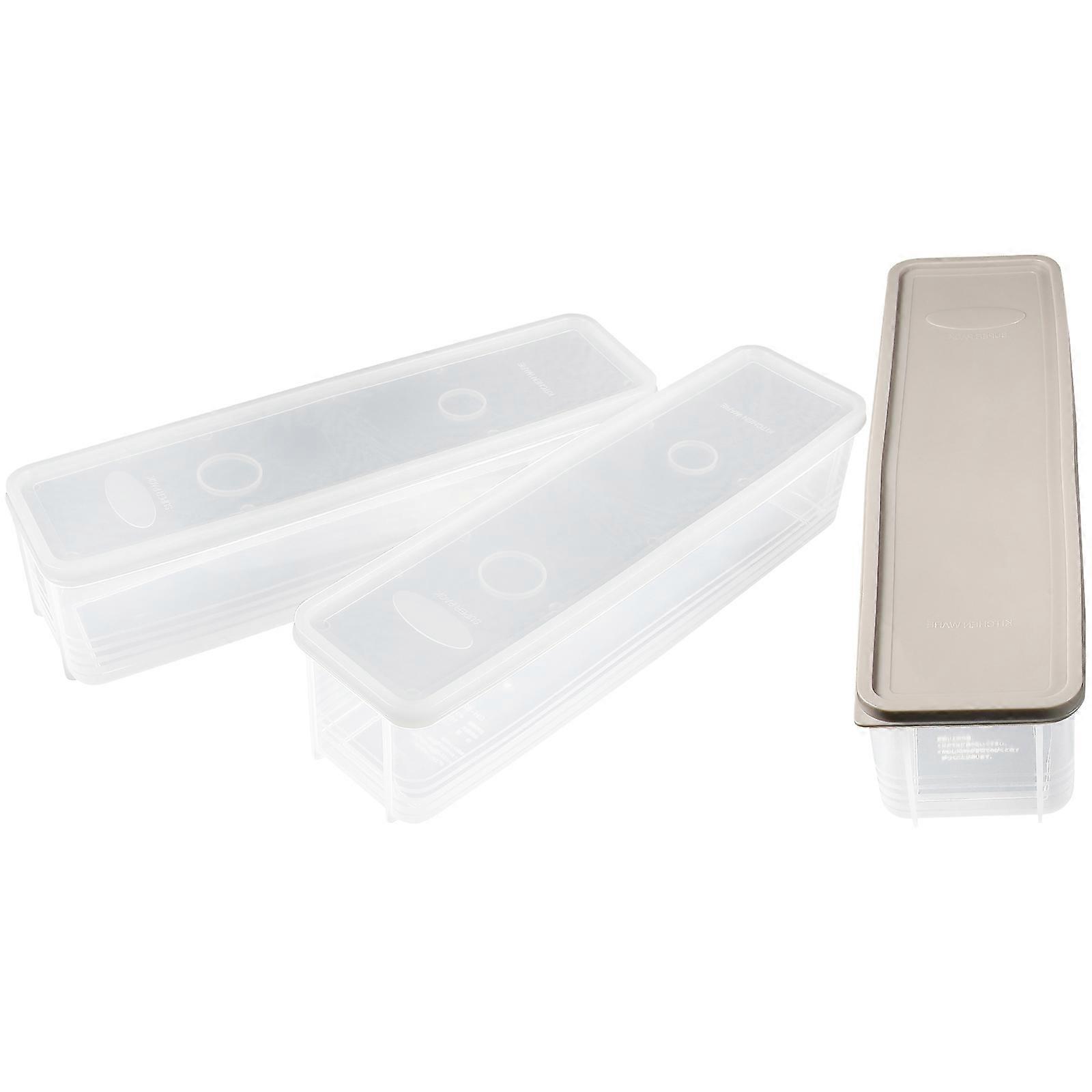 Kitchen Fresh Keeping Box Ice Cream Storage Container Household Users Rectangular Lidded Food Preservation 3Pcs