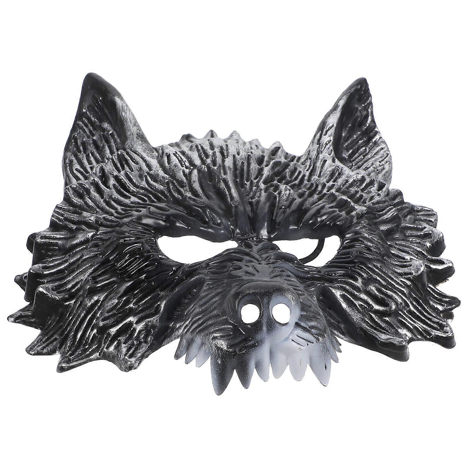 Halloween Mask Wolf Mask for Decor 2Pcs Silver Plastic Party Masks