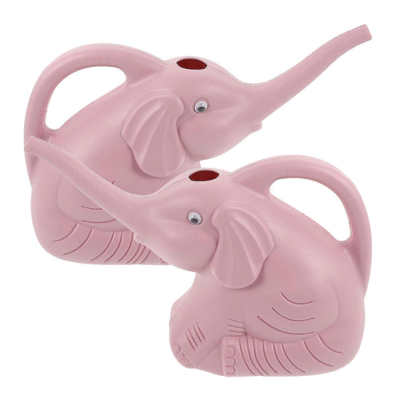 Creative Elephant Shape Watering Can 2Pcs For Household Plants Indoor Use Pink Color Excellent Gardening Tool