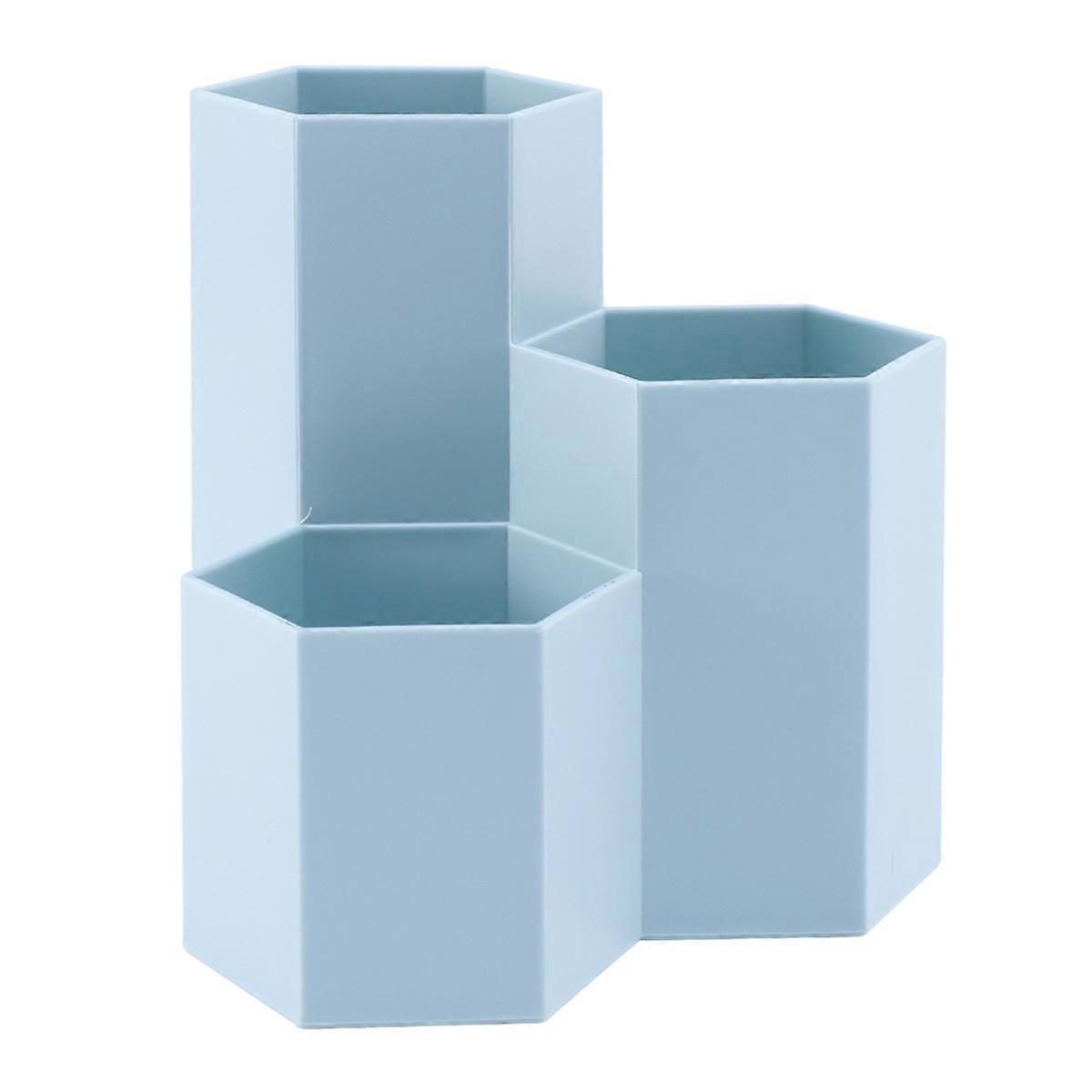 Cosmetics Case Hexagon Desktop Organizer for Storage 2Pcs Blue Design