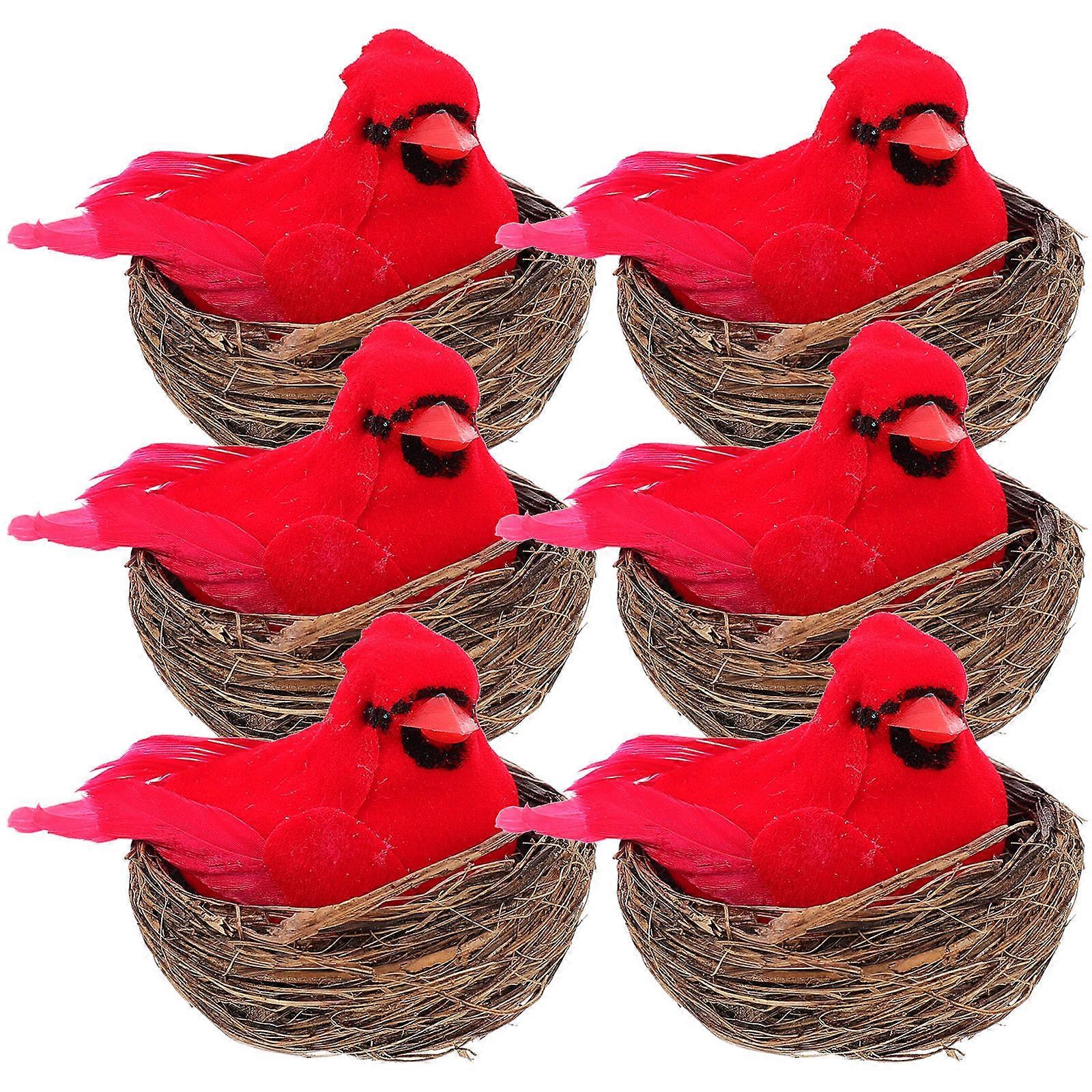 Lifelike Bird Model Cardinal Christmas Ornaments for Decoration 1Set