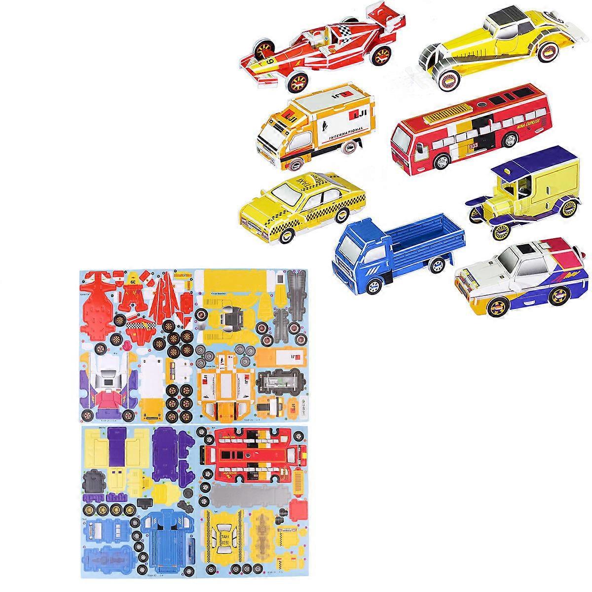 3D Puzzles Car Model 8Pcs Multi Paper Puzzle Toy for Kids Playing with DIY Creative Fun
