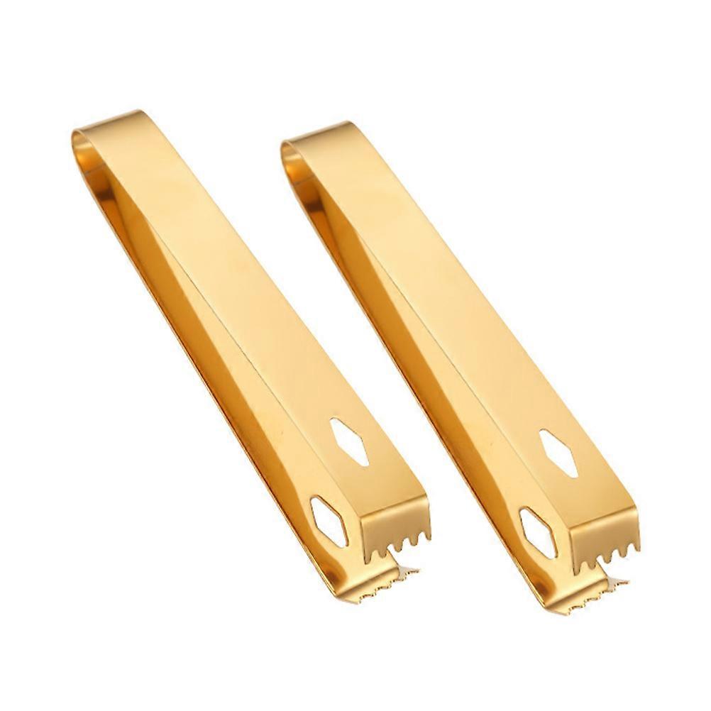 Ice Cube Clamp Stainless Steel Tong for Bar Use 20Pcs Golden Metal