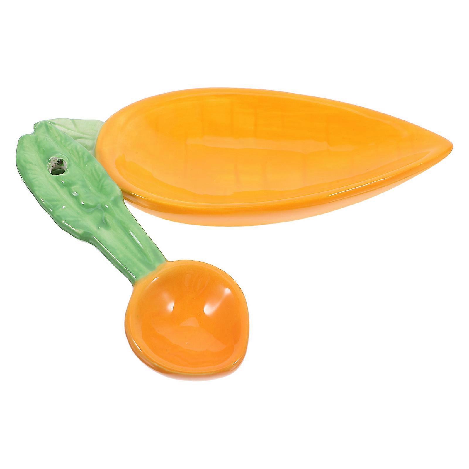 Ceramic Carrot Shape Bowl for Storage 2Sets with Spoon Kitchen Dinnerware