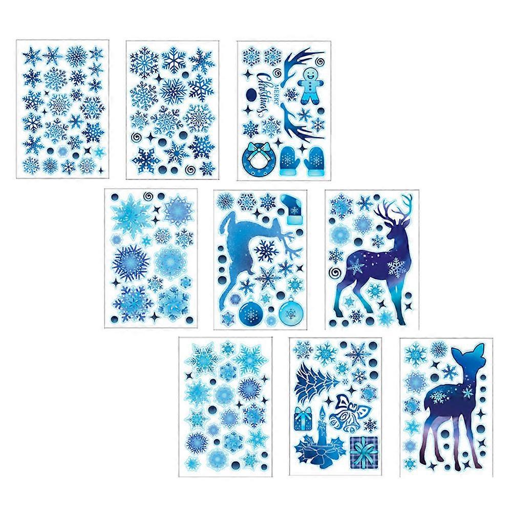 Xmas Snowflake Sticker 18 Sheets Decorative PVC Elk Window Stickers For Winter Family Gatherings 30X20CM
