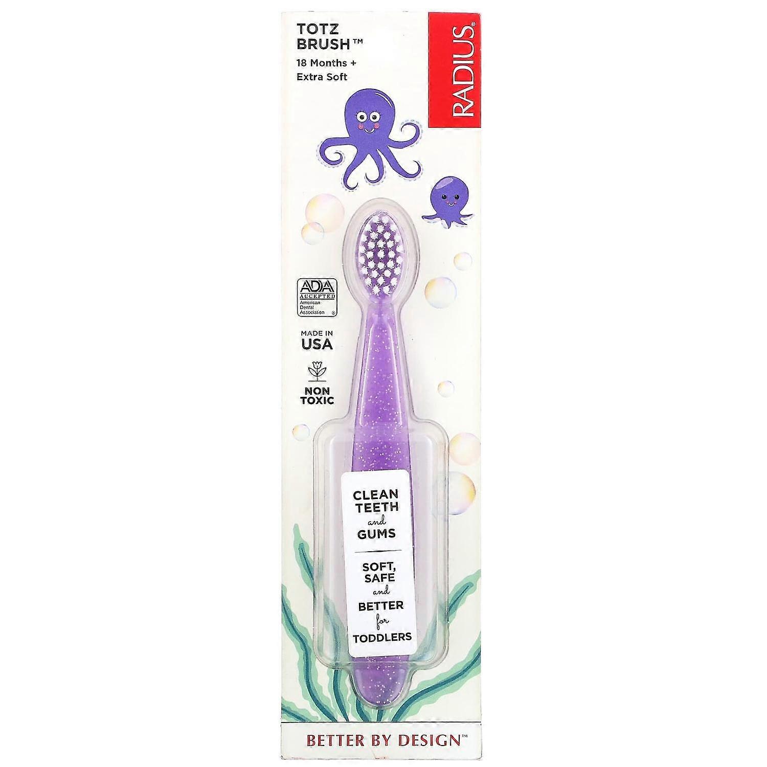 RADIUS, Totz Toothbrush, 18+ Months, Extra Soft, Purple Sparkle, 1 Toothbrush