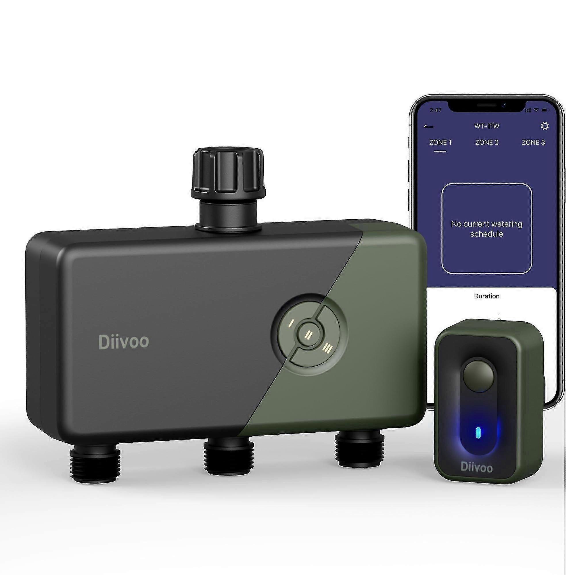 Garden WiFi Water Timer 1/2 Zone, Smart Wireless Programmable Faucet Hose Sprinkler Irrigation Controller for Yard Lawn
