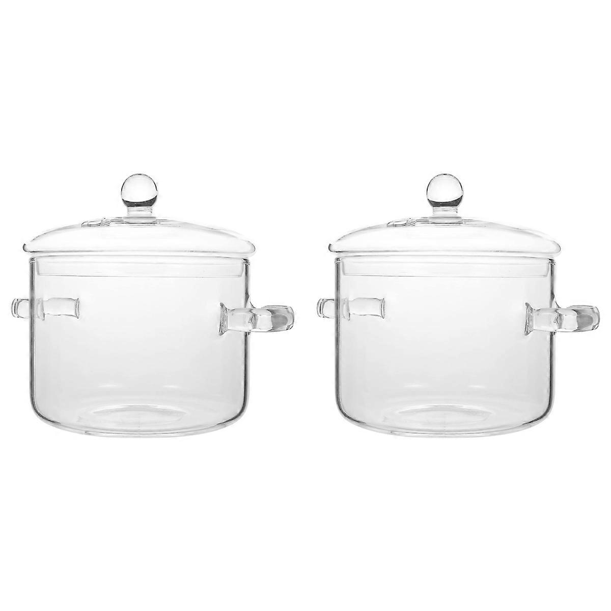 Glass Saucepan with Cover,Stovetop Cooking Pot with Lid and Handle Simmer Pot Clear Soup Pot High Bo