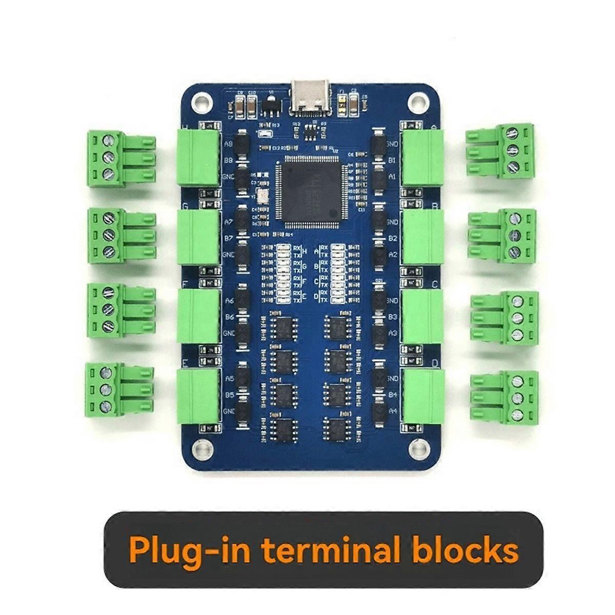 USB to 8-Channel RS485 Serial Converter Type C to 8-Channel 485 Serial Port Converter CH348 Expansion Module EKU081
