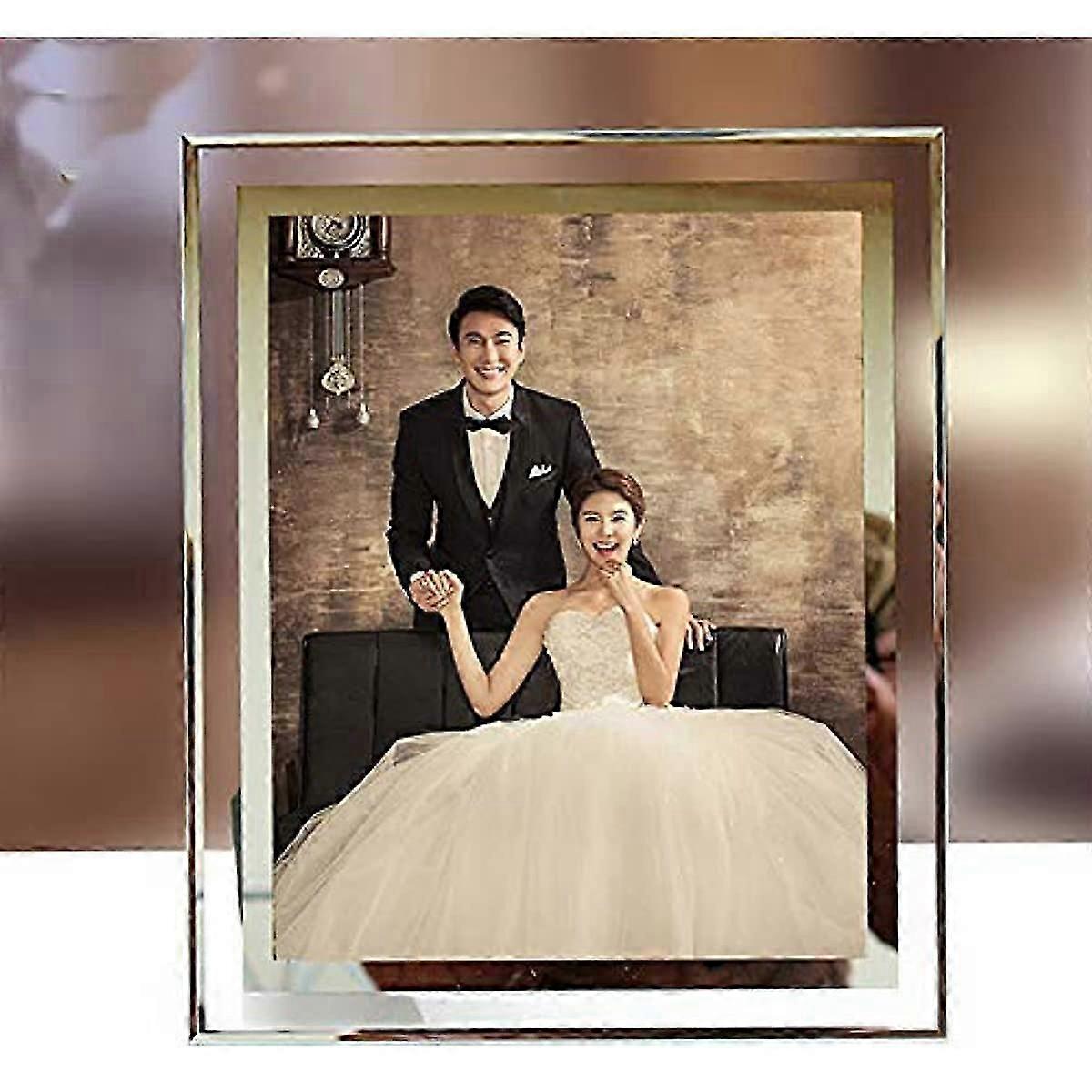 Picture Frames 8x10 Mirrored Edge Glass8x10 Picture Frame Glass Frames 8 by 10 inch Photo Display Friend GiftsPhoto display for desktop only