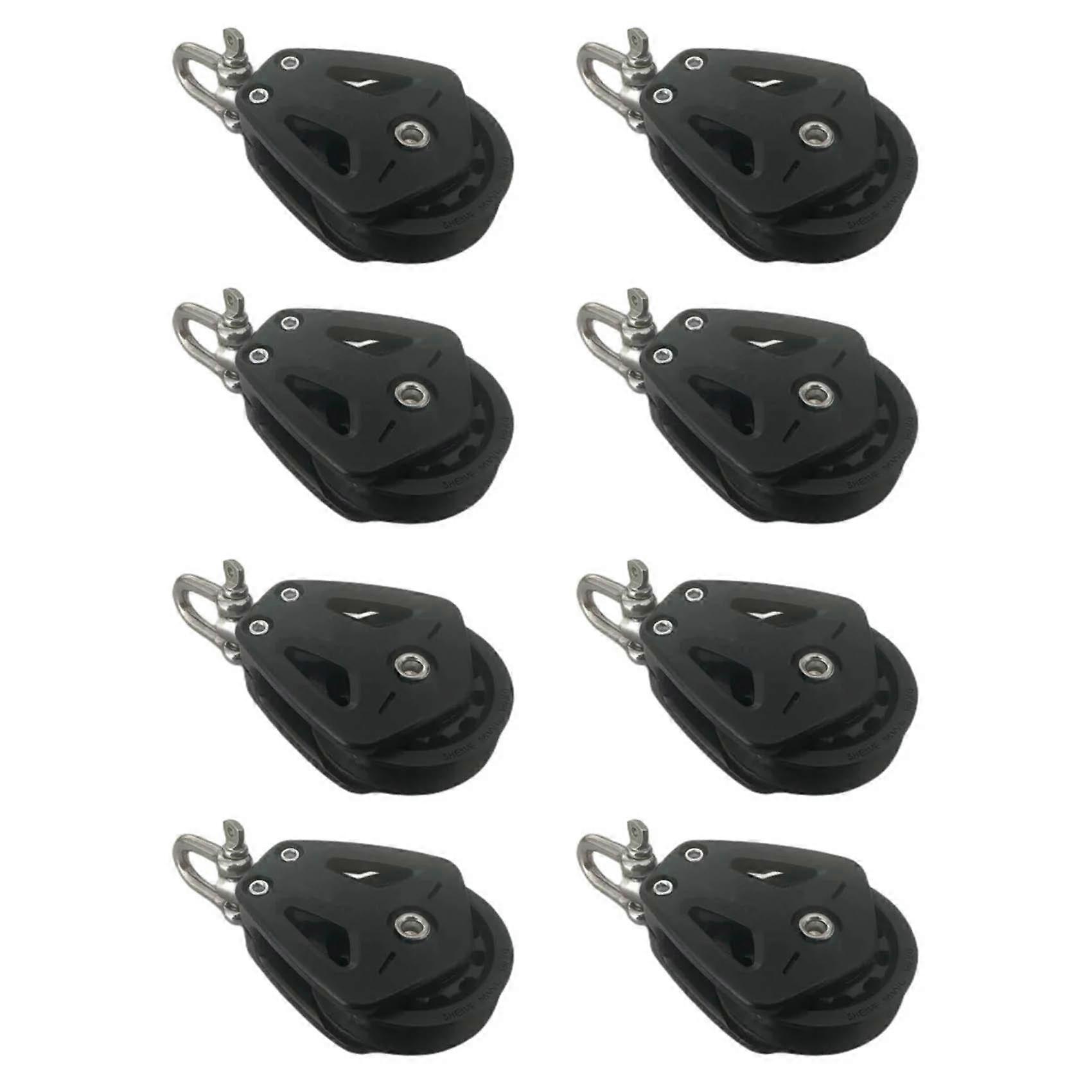 8X High Load Sheave Block Universal-Head Single Pulley Swivel Shackle Sailboat Plain Bearing Block Rope Runner