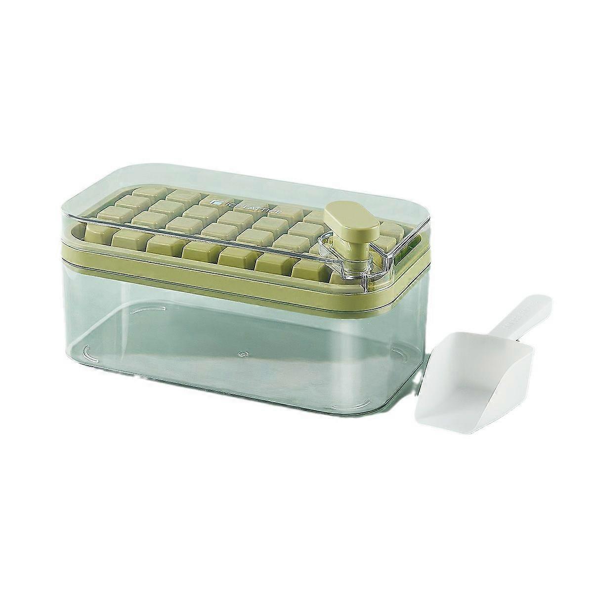 Push Ice Cube Mould Ice Compartment Ice Box with Lid Ice Cube Model Homemade Refrigerator Frozen Ice Cube Shenanigans, Green