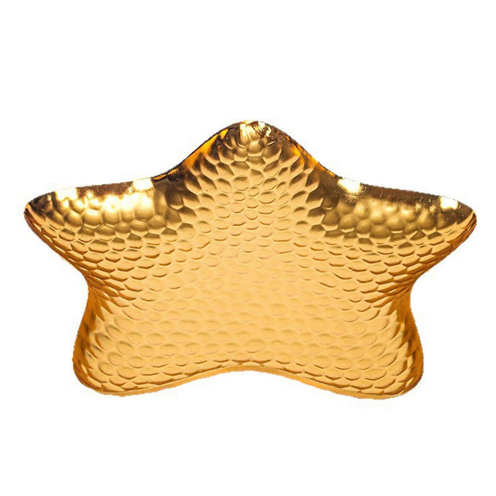 Jikaixiang Creative Star-Shaped Metal Dessert Tray Small Appetizer Plate for Cake Fruit Snacks Multi-functional Retro Dinnerware for Party Picnic