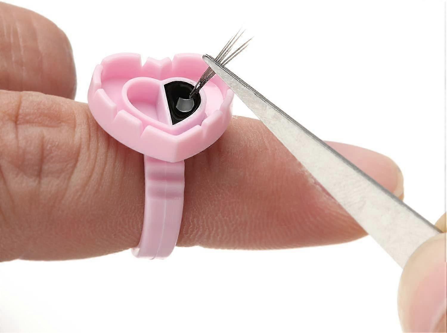 100pcs μίας χρήσης δαχτυλίδια κόλλας για το έξυπνο κύπελλο δαχτυλιδιών κόλλας βλεφαρίδων, δαχτυλίδια κόλλας βλεφαρίδων για τις επεκτάσεις βλεφαρίδων (ροζ)