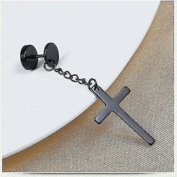 Earrings Cross Titanium Steel Earrings Black