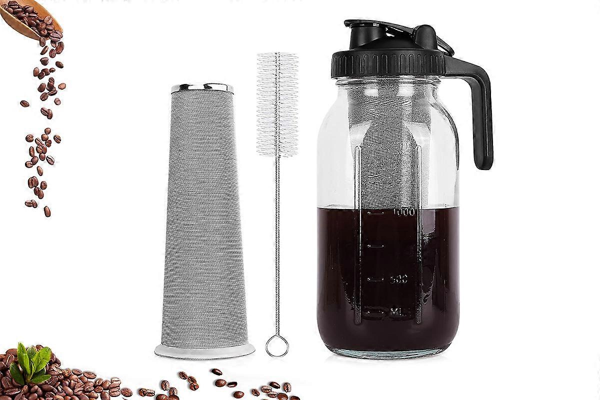 1.89L Cold Brew Coffee Glass Maker Pitcher Spout Lid with Wider Handle