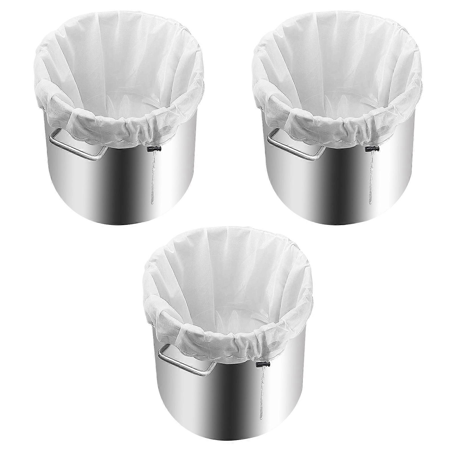 3Pcs Reusable Wine Dreg Filter Drawstring Straining Brew Bag Home Brewing Tool Fine Mesh Strainer Bags Easy to Use Multicolor