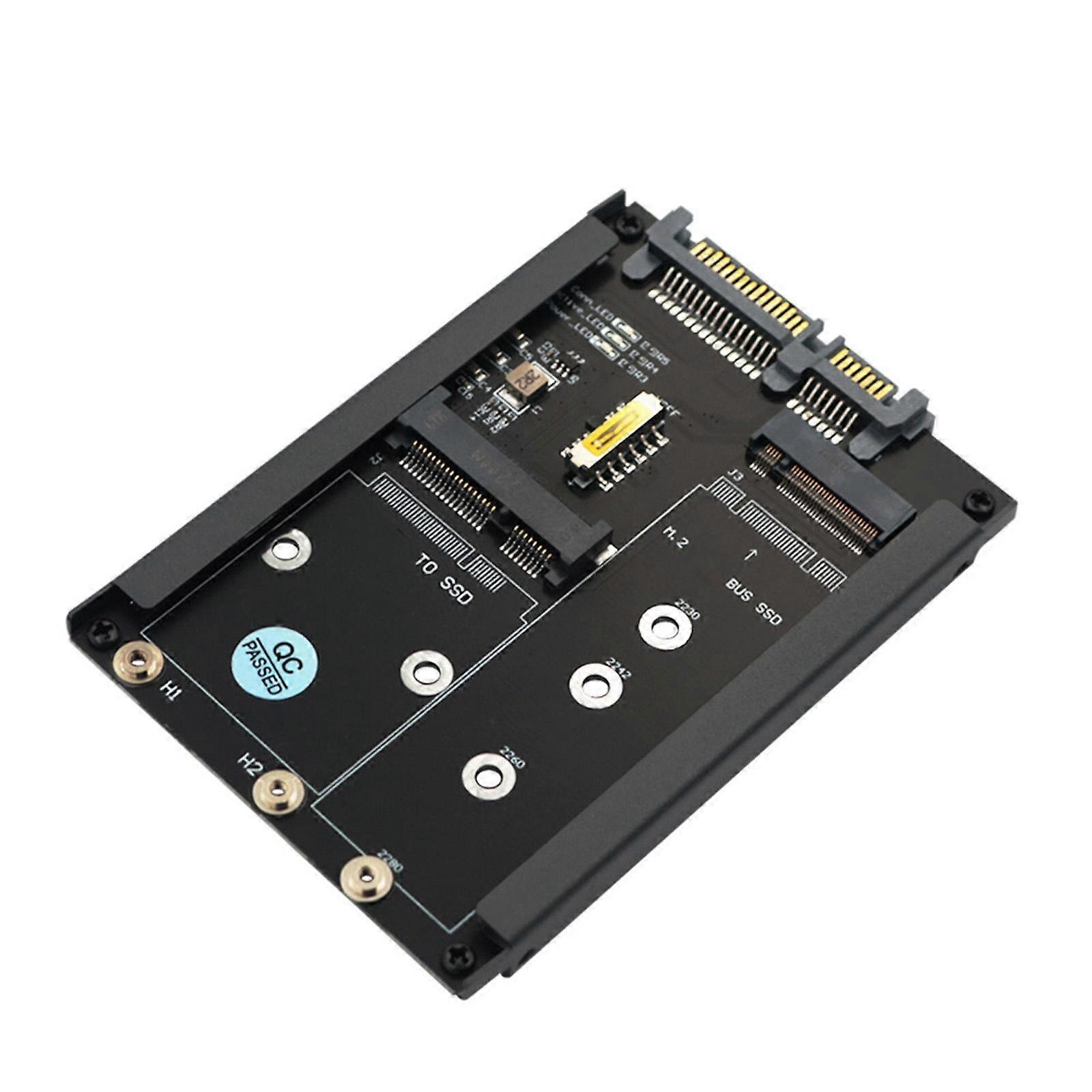 M.2 and MSATA to SATA3.0 6Gbps 2.5" Adapter with Metal Base for Cooling and Stability Multicolor