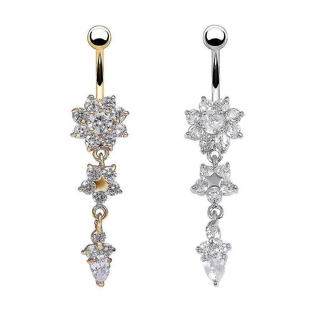 2pcs Stainless Steel Dangle Belly Button Rings Belly Piercing