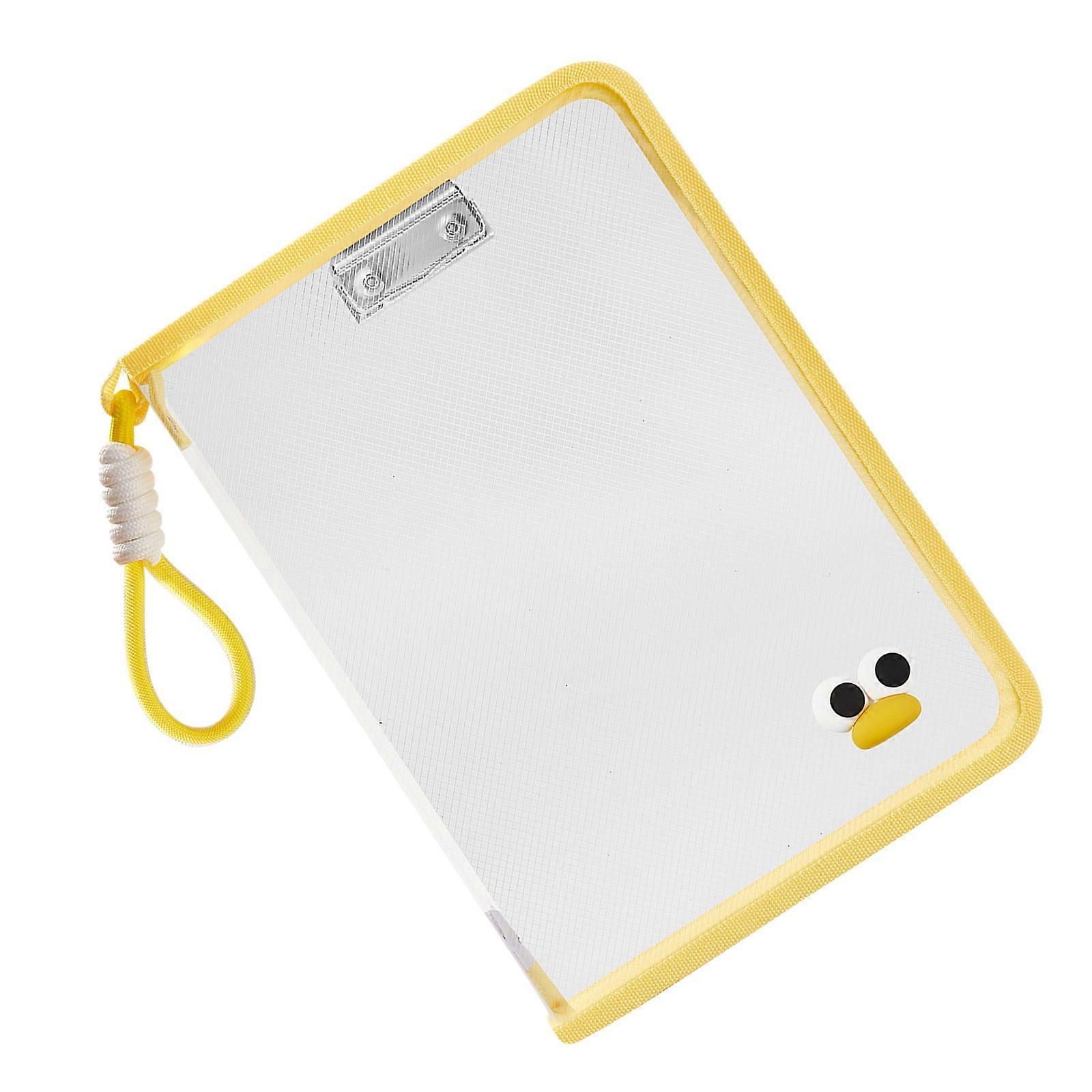 Clear PVC Folder File Organiser Water Resistant Large Capacity Document Folder With Handle For Office School Travel  Yellow