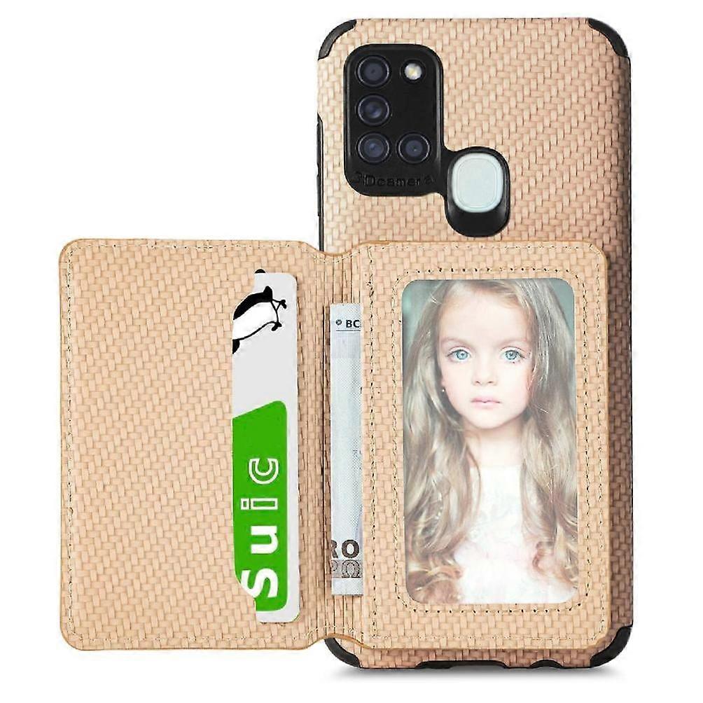 Case for compatible with Samsung Galaxy A21s Magnetic Card Holder Rfid Blocking Complete Camera Safety Stand Function