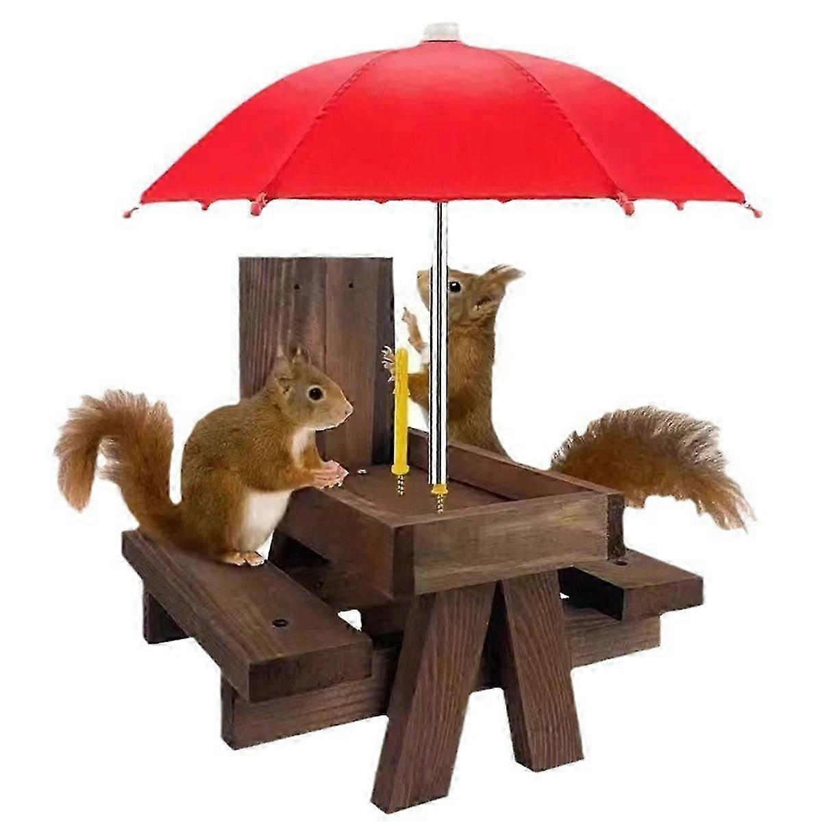 Wooden Squirrel Feeder Bird Pet Dining Table Bench