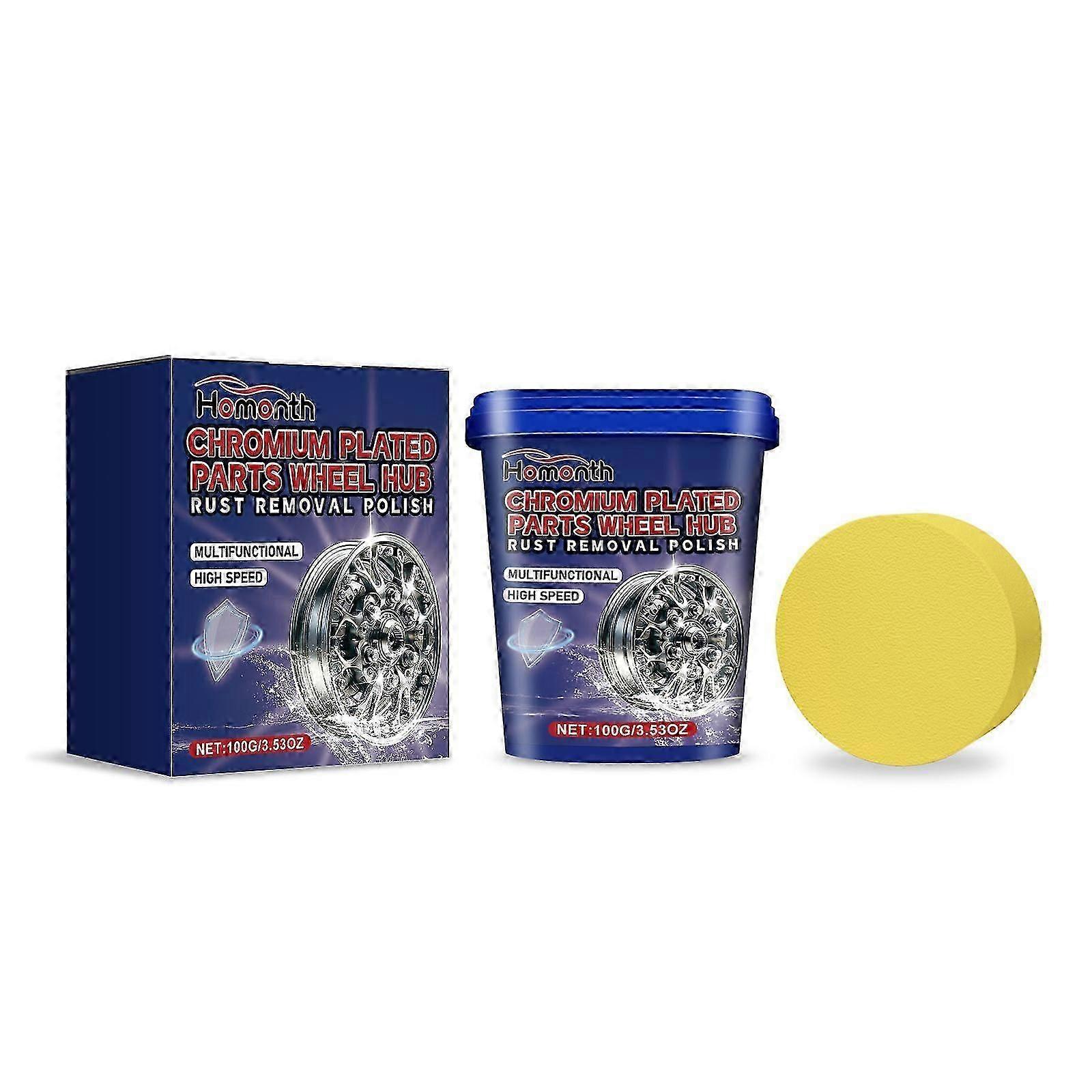 Fast-Acting Chromium Wheel Hub Rust Remover , Brightener  Easy, Safe, and Versatile Car Wheel Polish