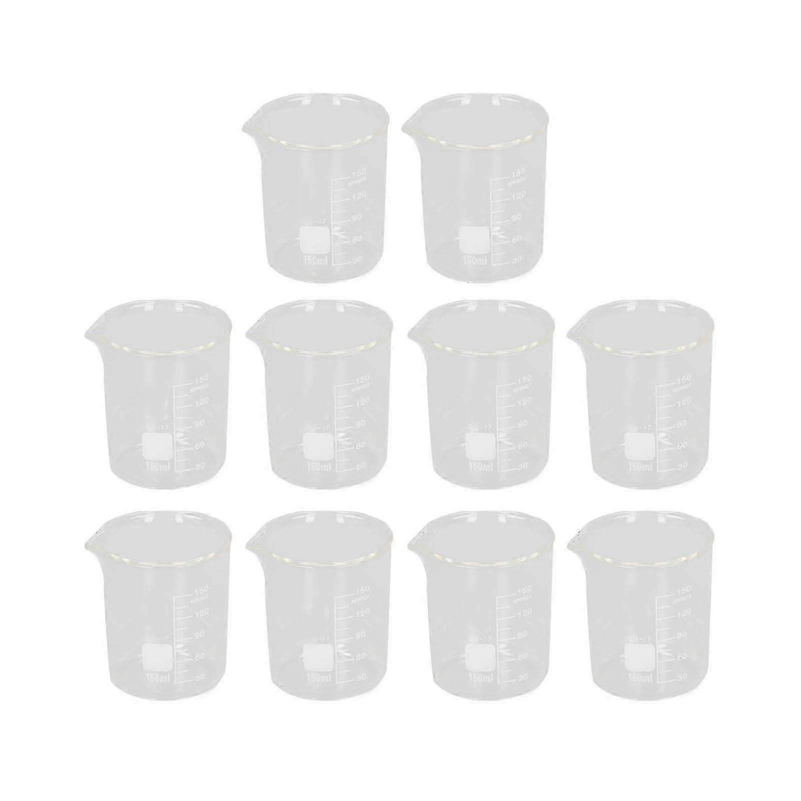 150ml Glass Beaker Set - 10 Pieces for Laboratory Scientific Experiments and Teaching