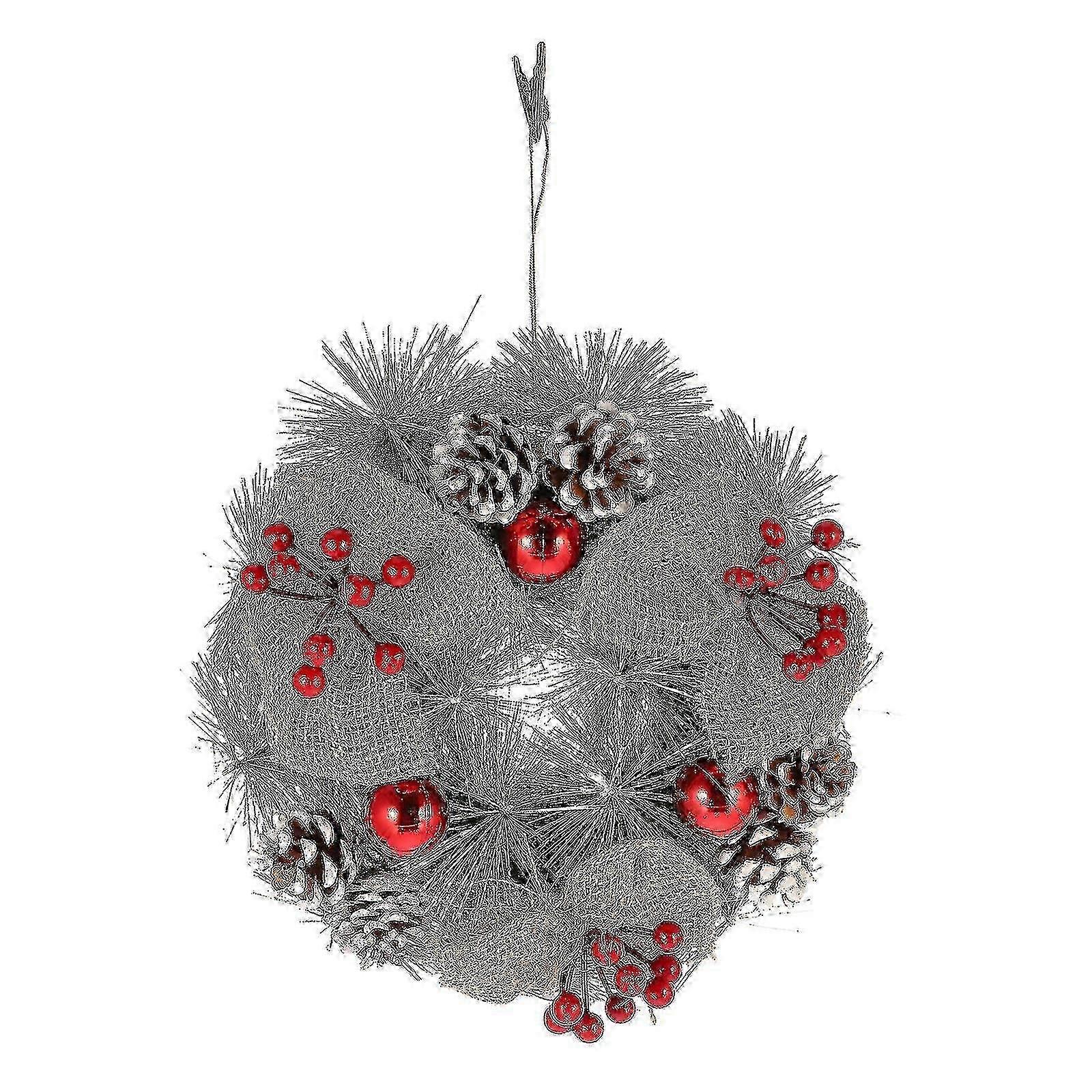 1pcドアハンギングリースクリスマス籐リングガーランド松葉装飾用