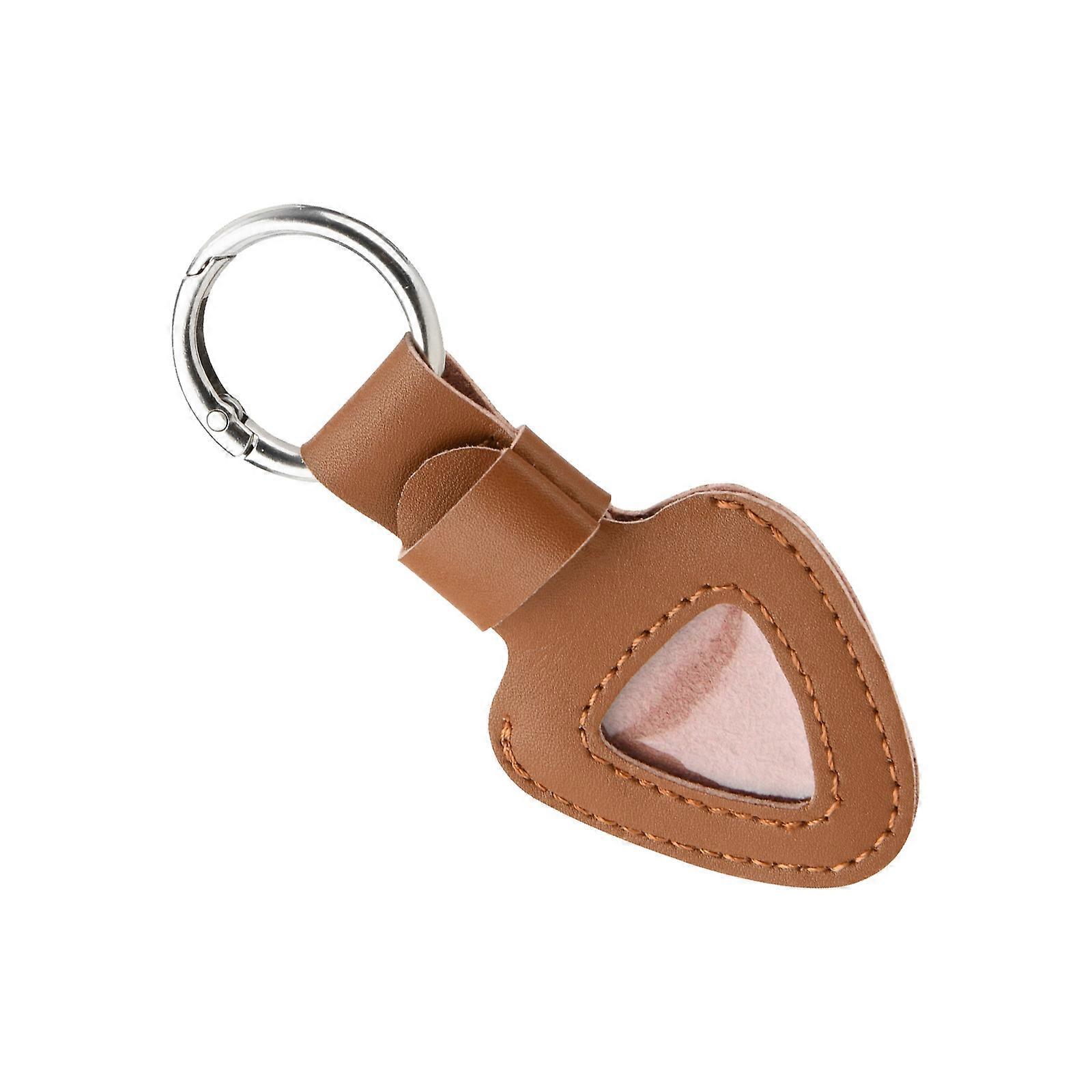Guitar Plectrum Storage Bag Triangular Guitar Pick Pouch Practical Pick Container PU Texture Suitable for Storaging  brown