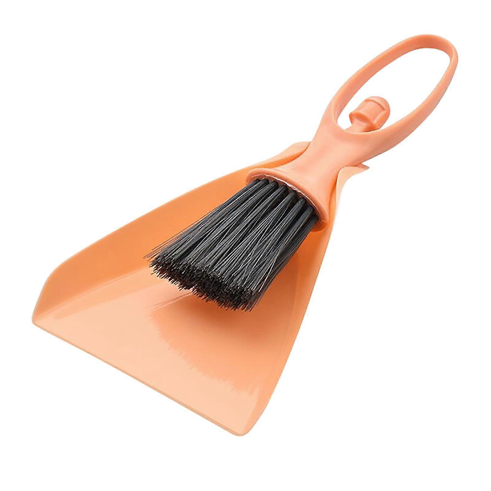 Mini Dustpan and Brush Set for Desktop, Keyboard and Table Cleaning with Small Bristles (Pink)