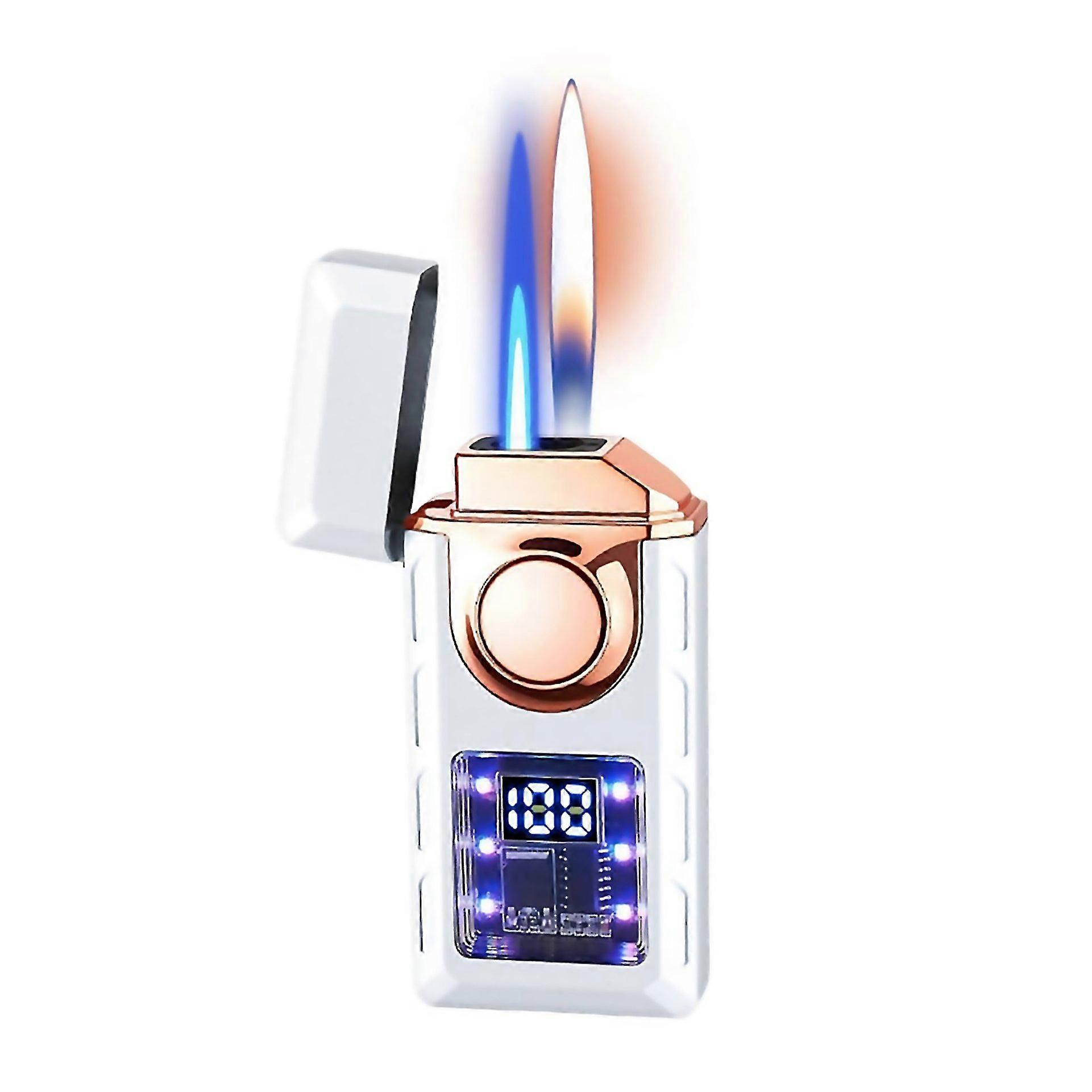 For Smart Flame Lighter 4 Ignition Voice Control Airflow Tap Gravity Typec Rechargeable Dual Flame R