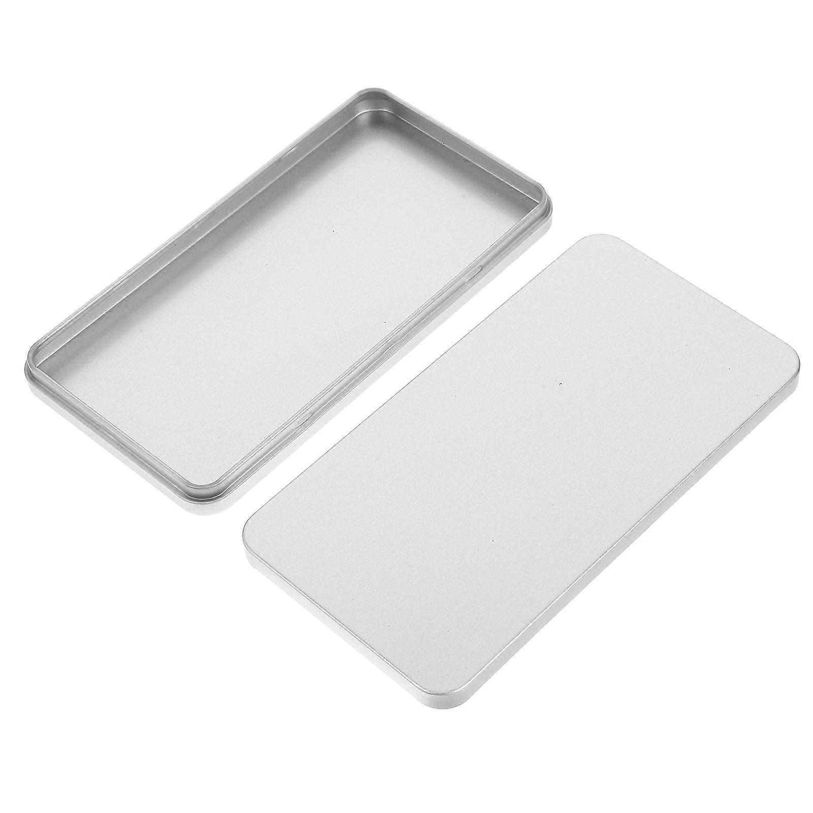 Cash Organizer Box Metal for Cash Management with Lid Silver Rectangular