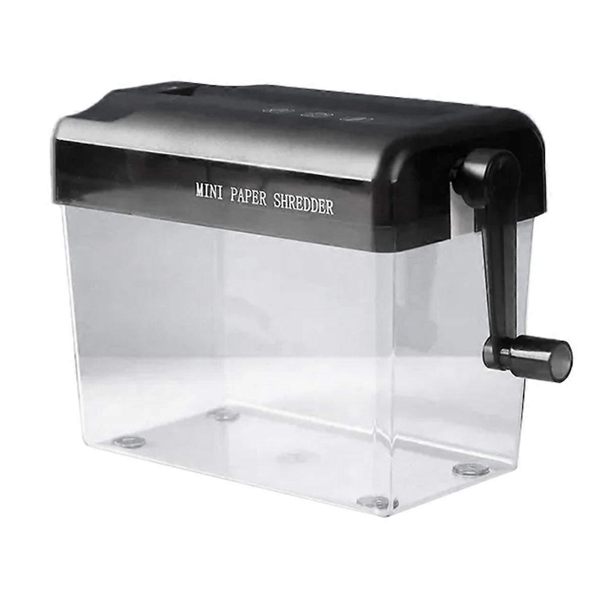 Hand Crank Paper Shredder Mini Document Paper Cutting Tool Black