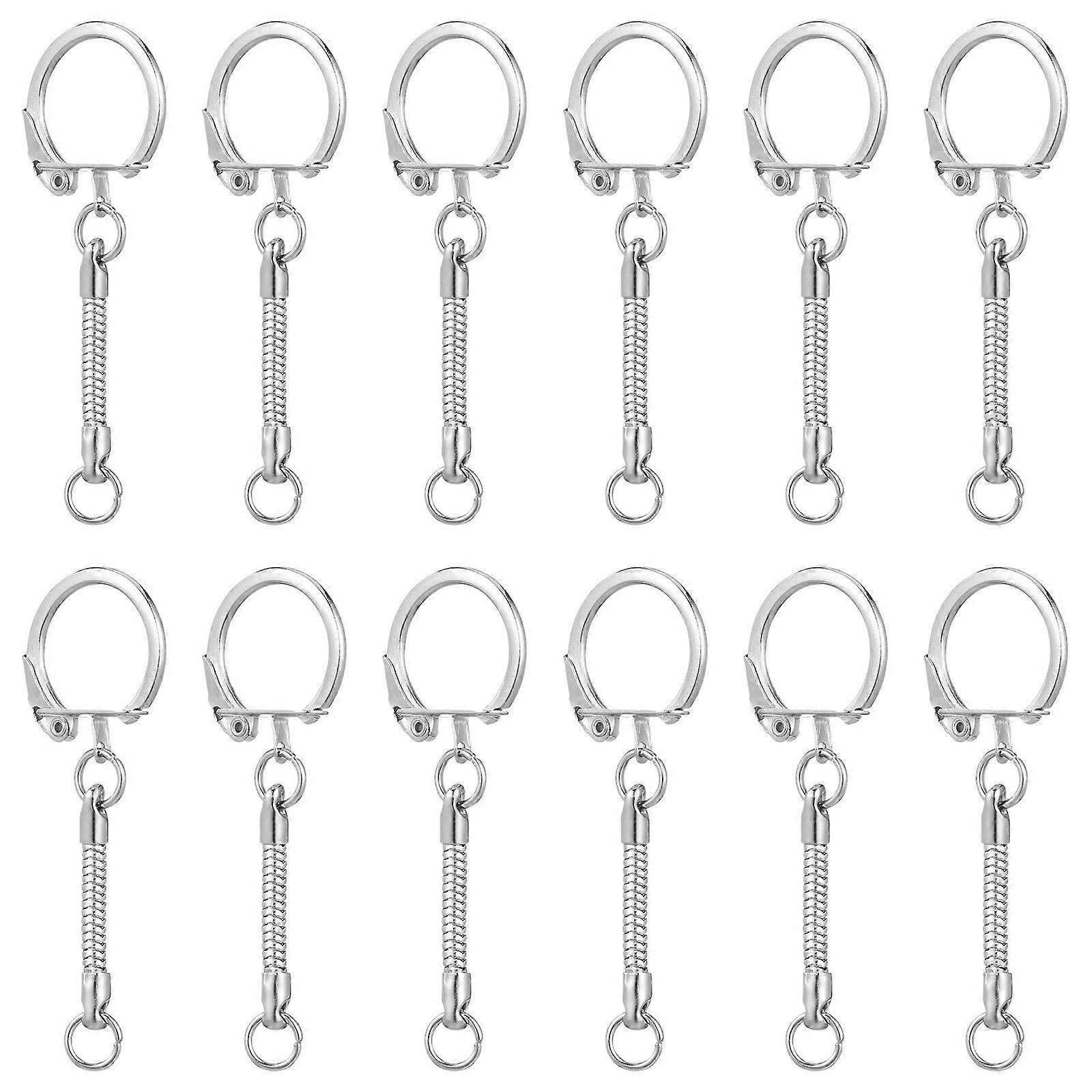 30pcs Snake Chain Key Ring Key Chains Bag Charms DIY Craft Silver
