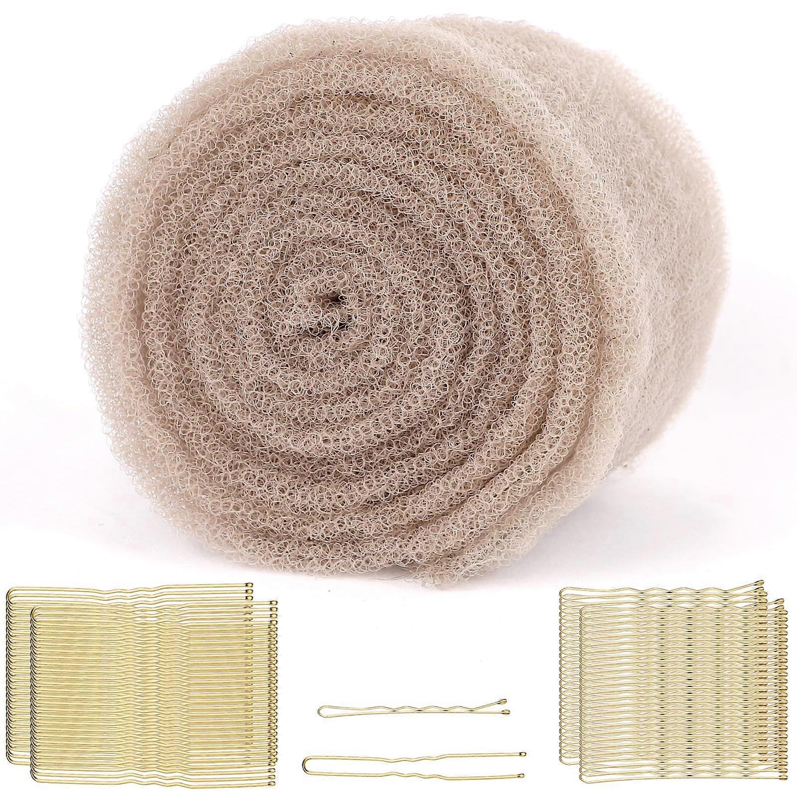 Hair Bun Maker with Adjustable 70Inch Volume Insert for Updos and Thin Hair Padding Tan Brown
