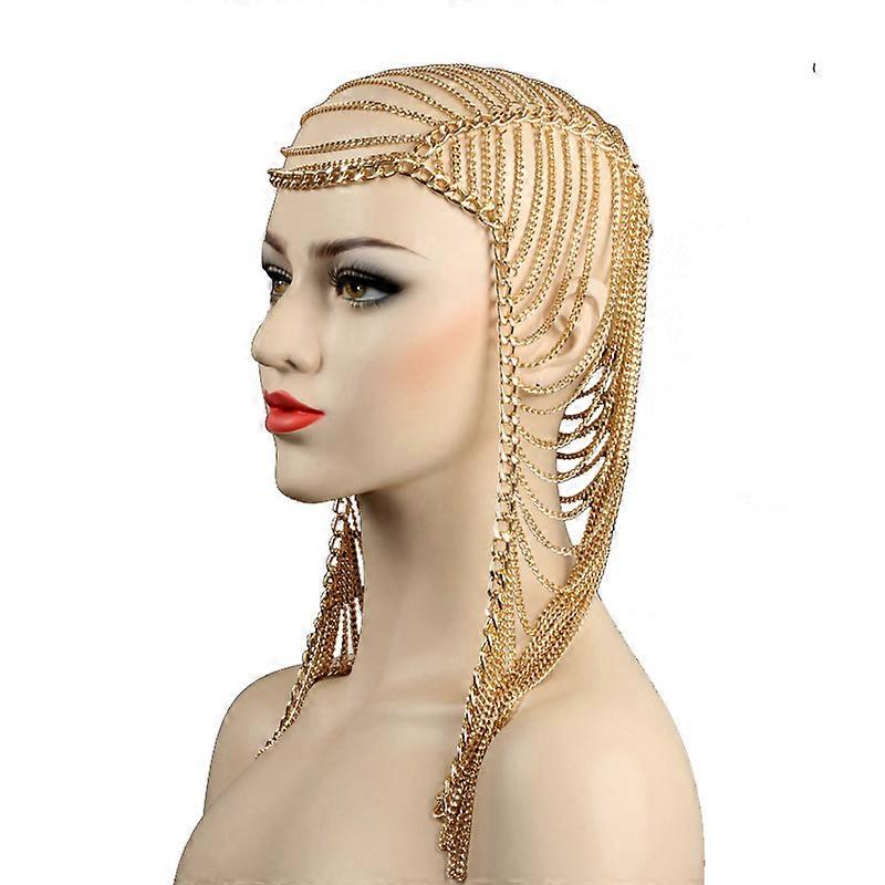 Luxury Fashion Women Punk Multi Layer Metal Head Chain Jewelry Forehead Headband Hair Piece Body Jewelry
