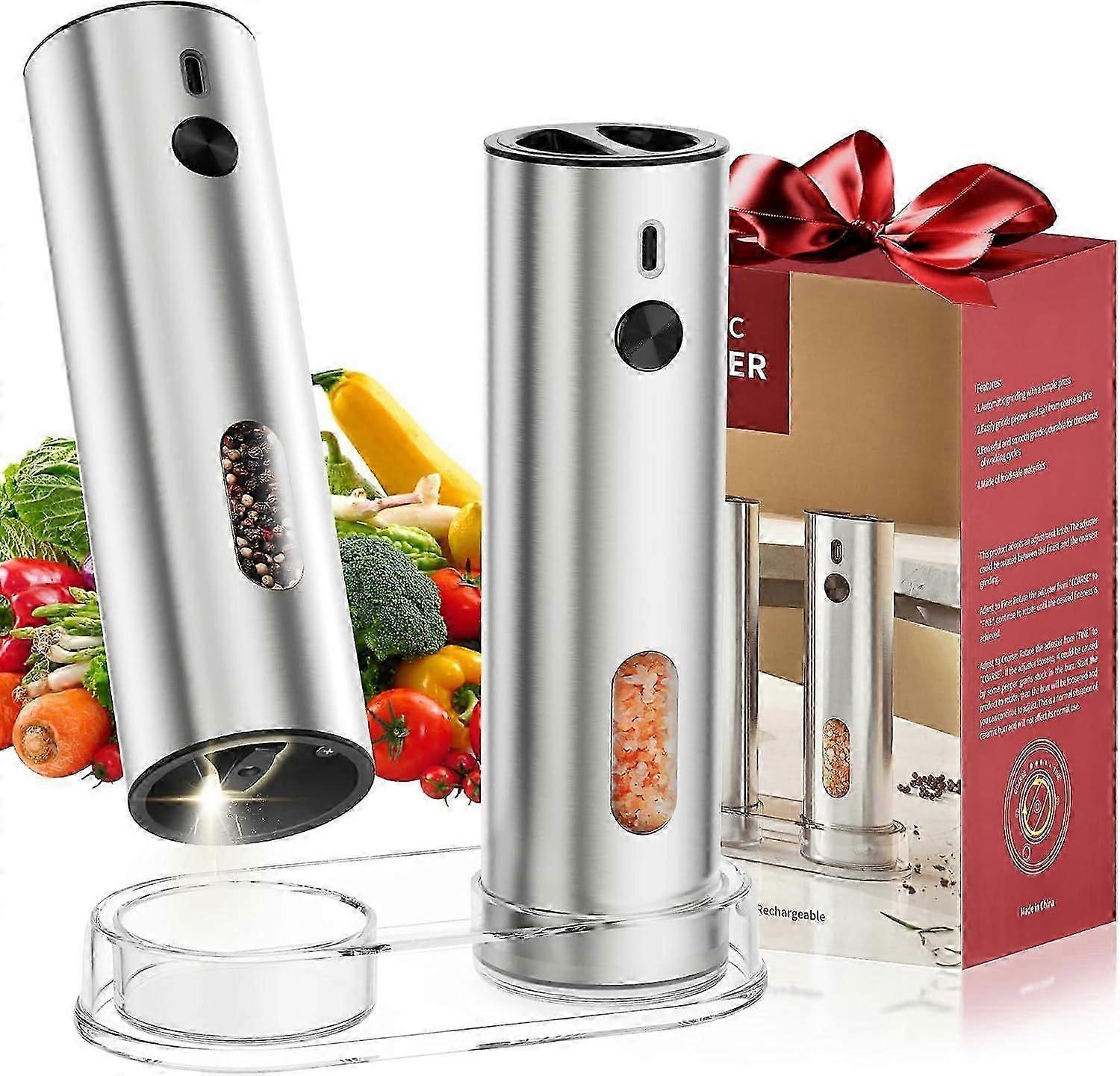 Electric Salt and Pepper Grinder Set Rechargeable Automatic Pepper Grinder Mill