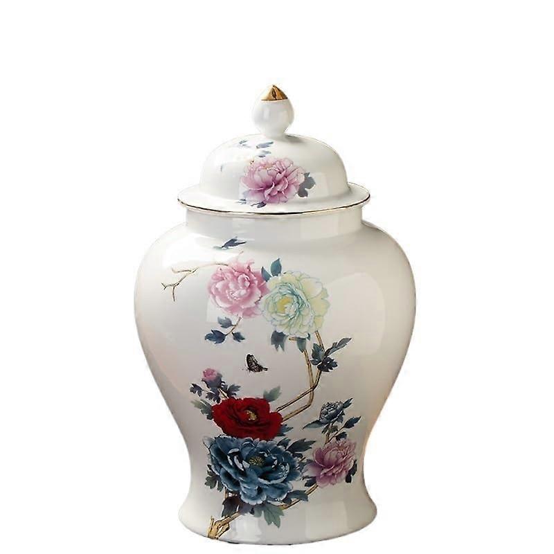 Large Ceramic Storage Jar with Lid  Porcelain Tea Container for Kitchen Counter and Home Decor