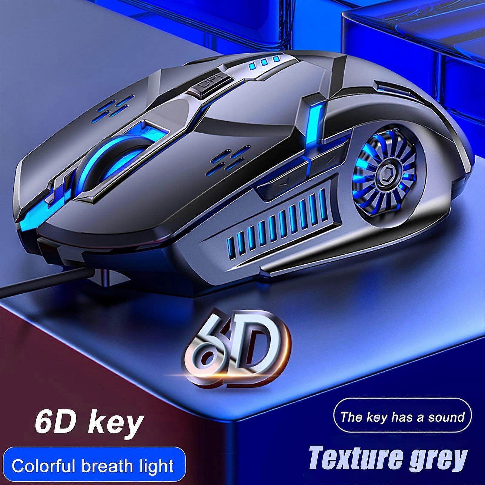 Quinlirra Gaming Mouse Wired, Ergonomic USB Optical Mouse with RGB, 3200 DPI, 6 Buttons, compatible with Windows 7/8/10/XP, Vista, Linux