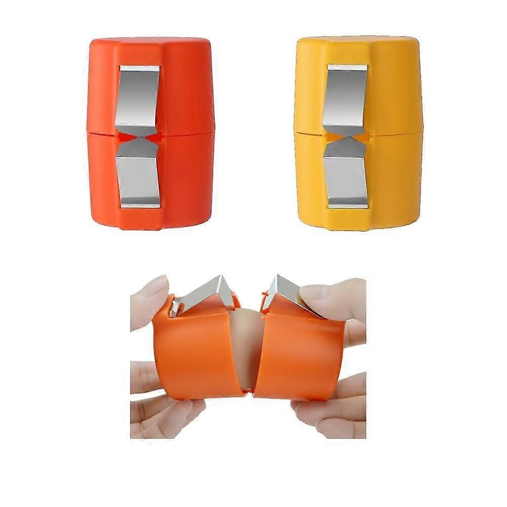 2 Pack Egg Cracker Tool for Hard Boiled Eggs, Stainless Steel Egg Shell Opener, Orange and Yellow