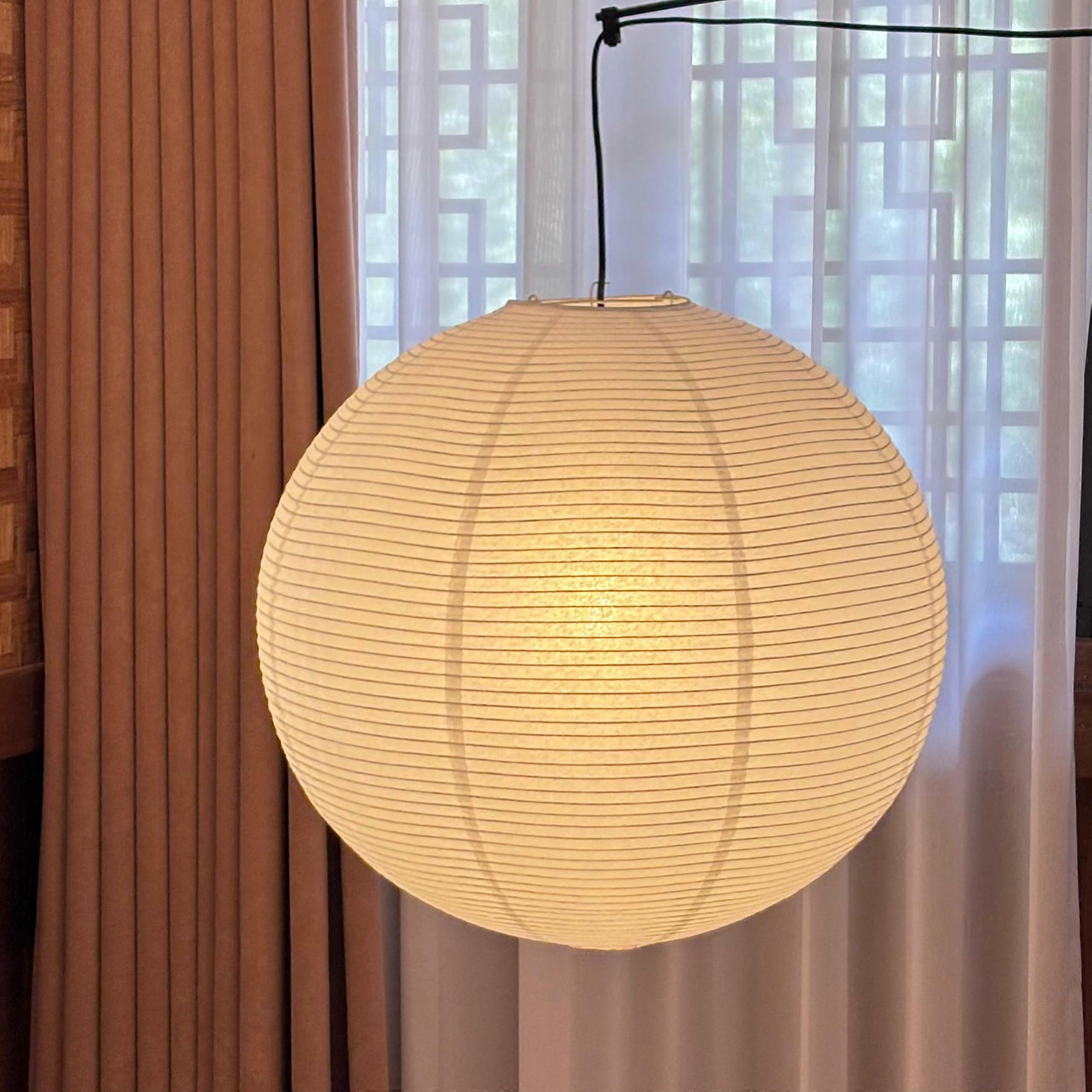 Large White Round Paper Lantern Shade 55cm Japanese Washi Pendant Lampshade for Soft Ambient Lighting