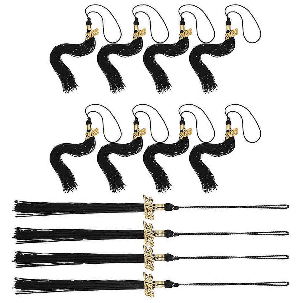Graduation Tassels Black Polyester Graduation Hat Decorations 12Pcs Set