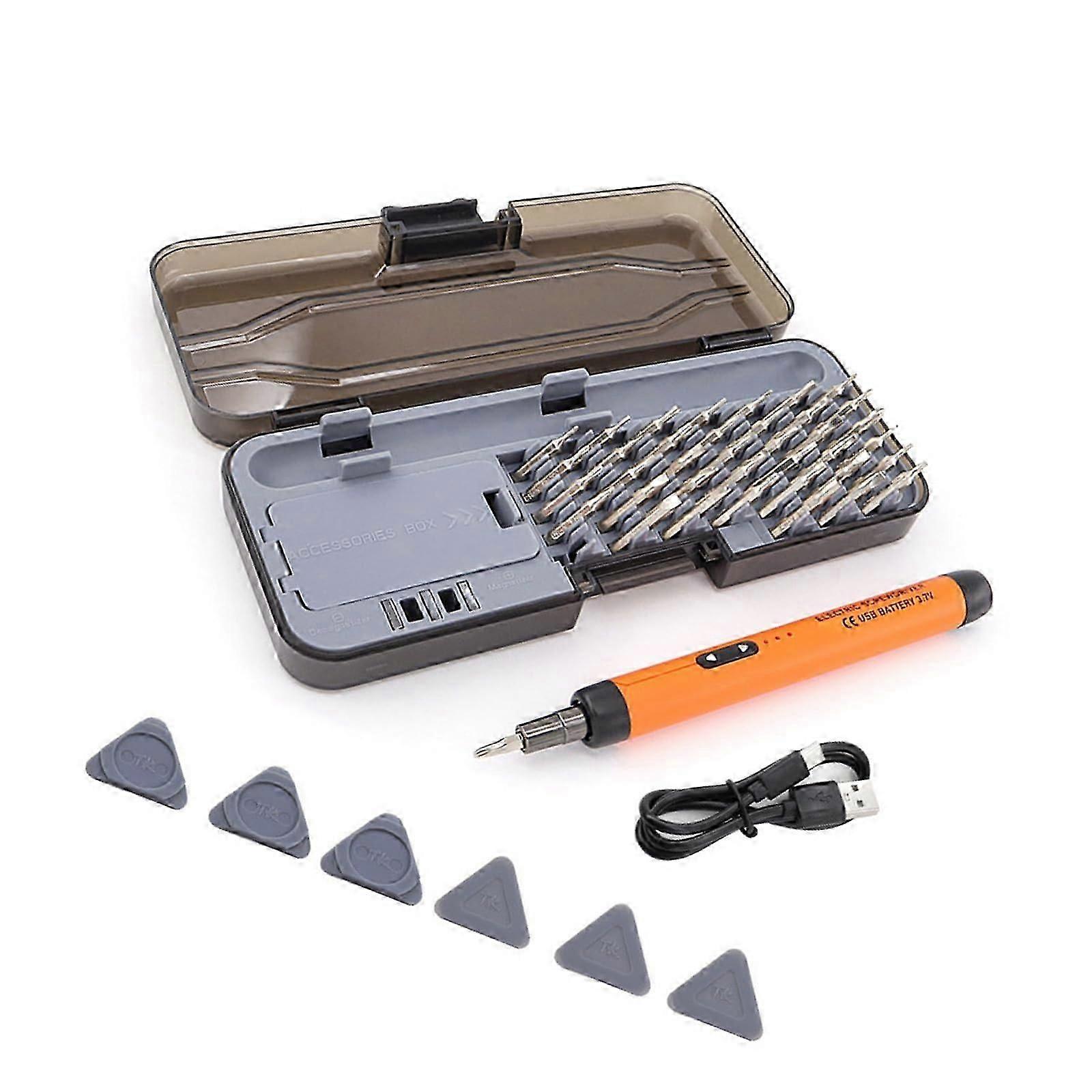 38 In 1 Electric Screwdriver Set With Magnetic Bits Rechargeable Portable Kit For Phone Glasses And Watches