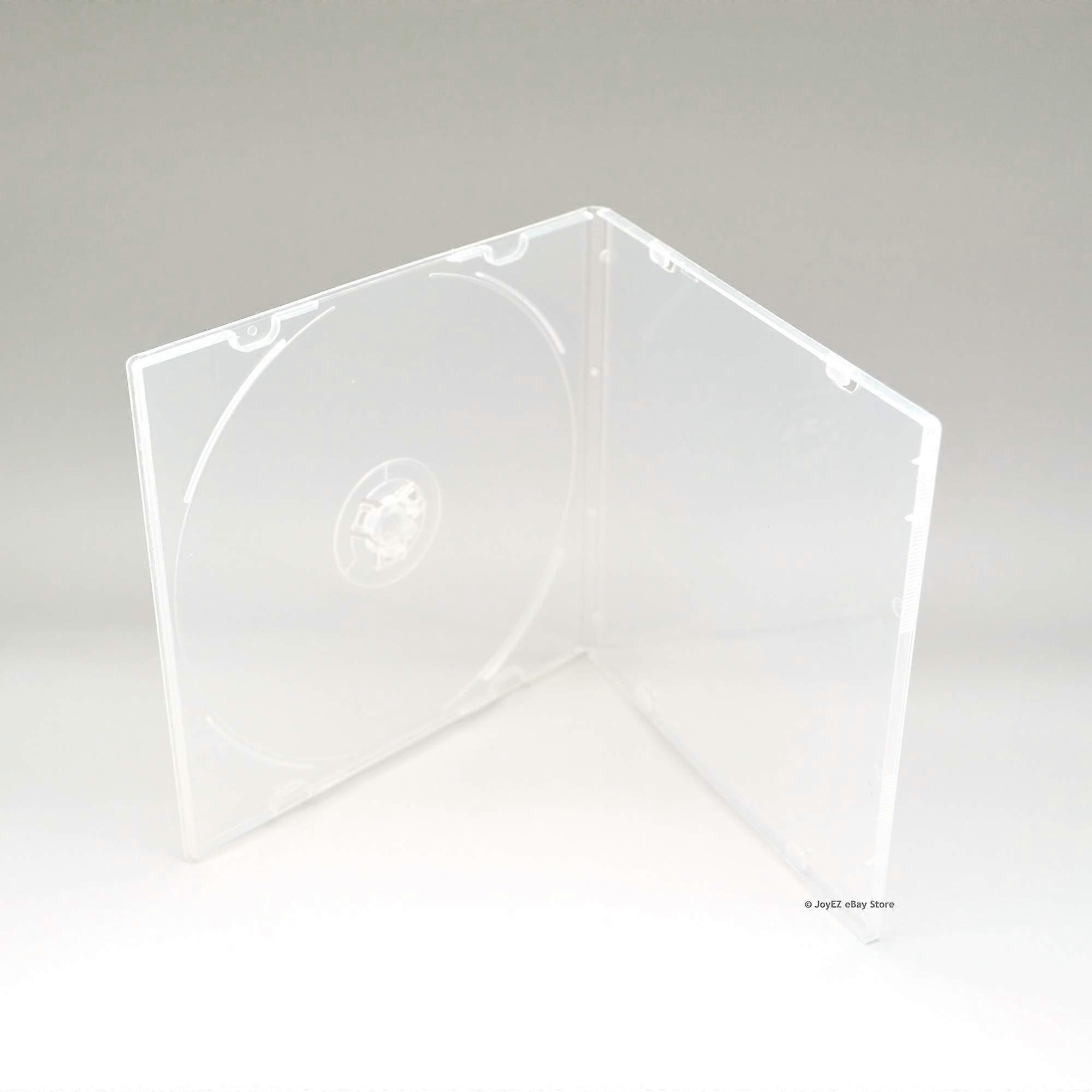 50 Pack 5.2mm Slim Clear CD DVD Storage Cases with Outer Sleeve for Secure Disc Protection