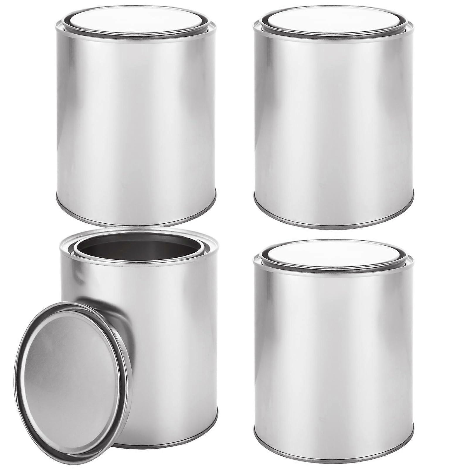 4 Pack 2 Quart Paint Cans with Lids, Half Gallon Unlined Metal Containers for Paint and Storage