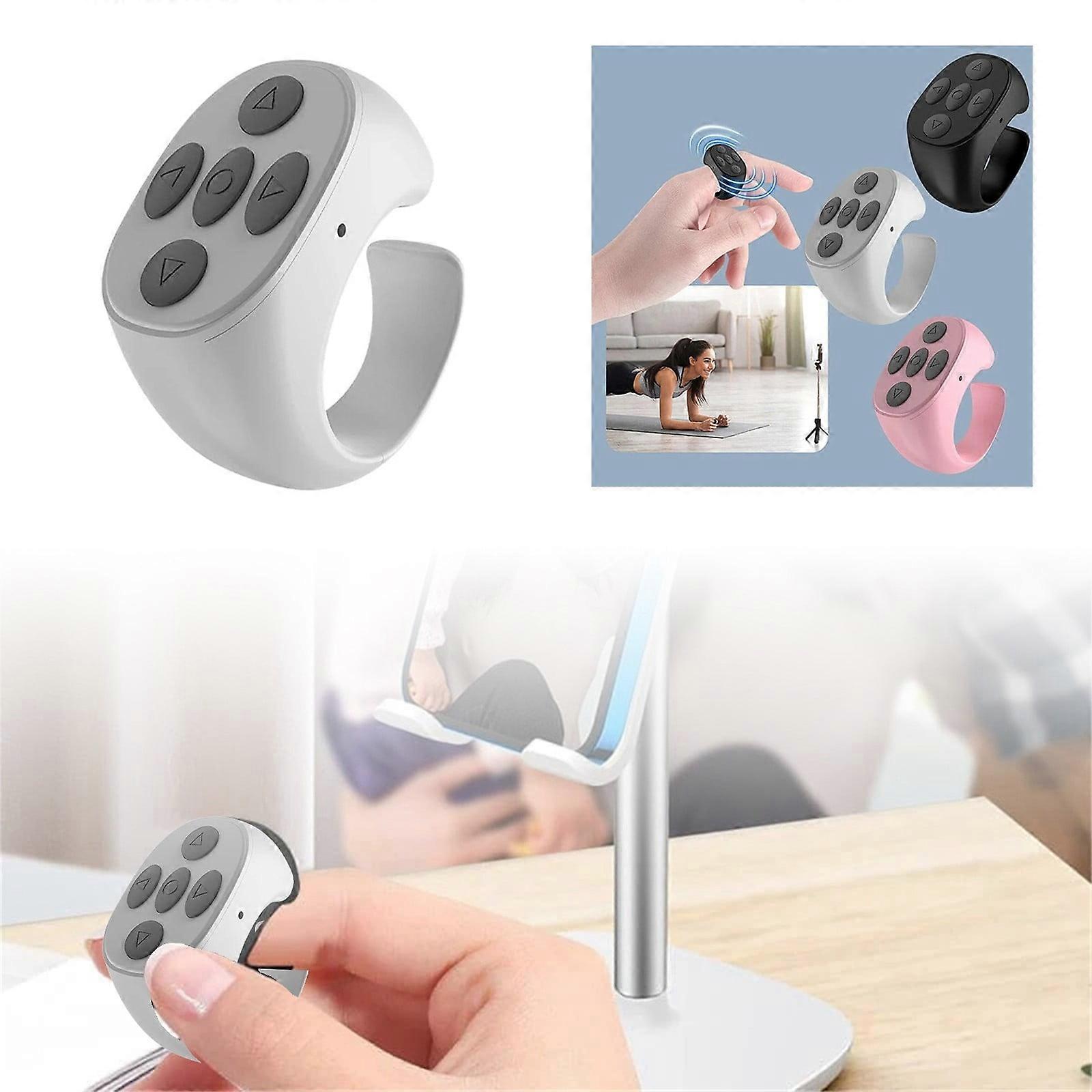 GARENAS Fingertip Wireless Remote Control Page Turner Scrolling Rings Rechargeable Camera Remote for Phones Tablets No Need to Your Phone Again