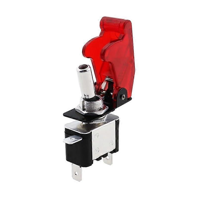 12V 20A Red LED Toggle Rocker Switch with Protective Cover SPST On/Off for Car Auto