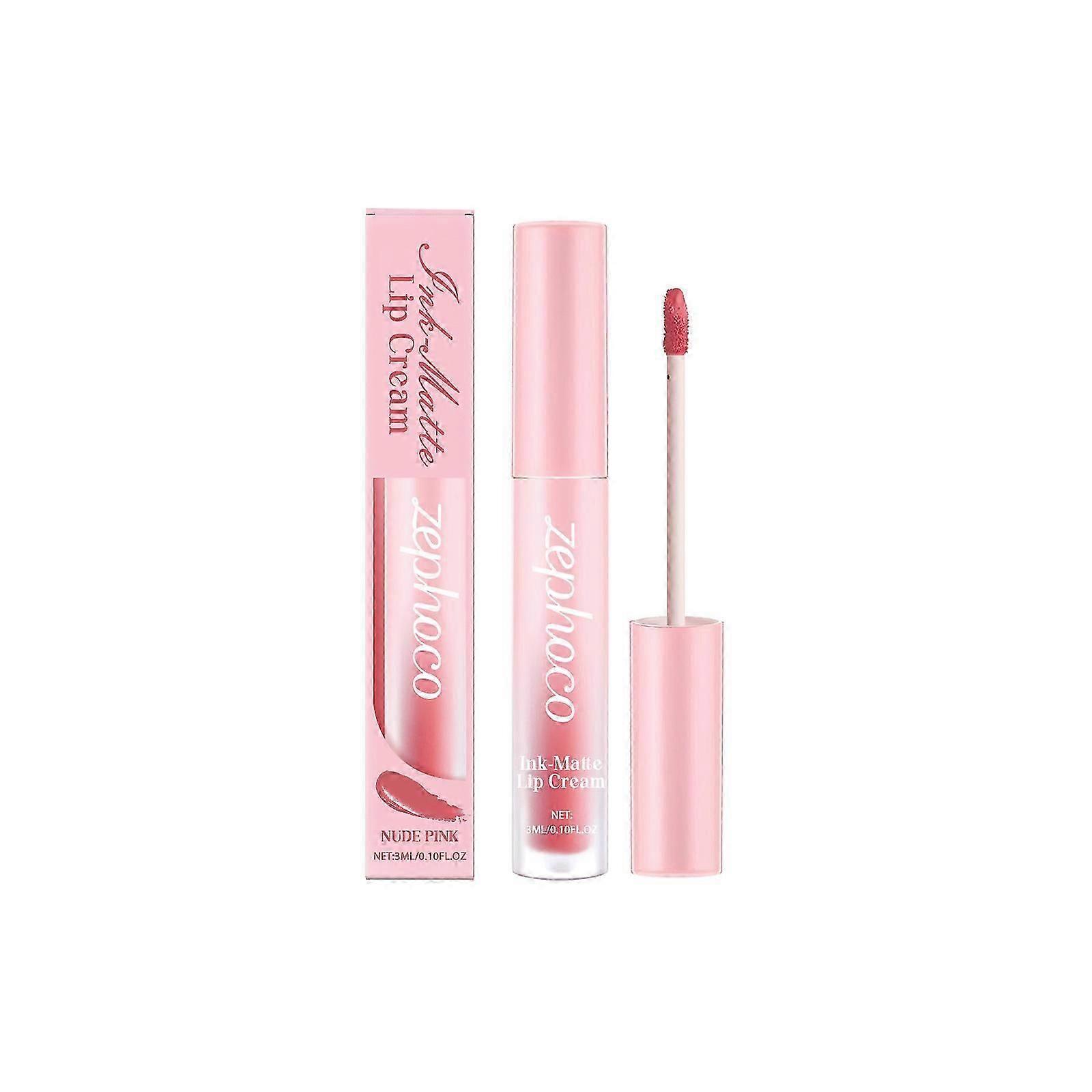 Nude Pink Matte Lip Glaze - Moisturizing, Long-Lasting, Non-Stick Lip Color with Easy Application & 4 Versatile Shades - 3ml