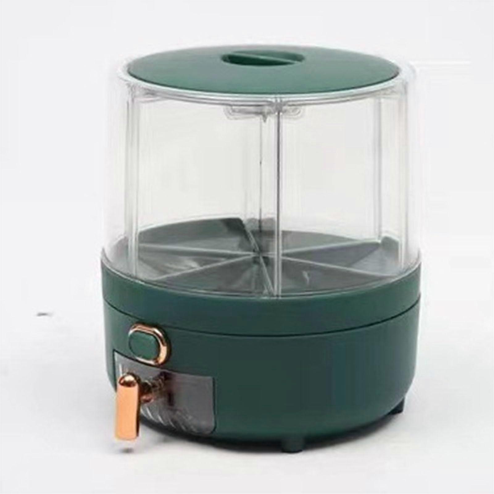 Grain Dispenser 360° Rotating Large Capacity Transparent Rice Storage Container for Kitchen Green 23.5x29cm